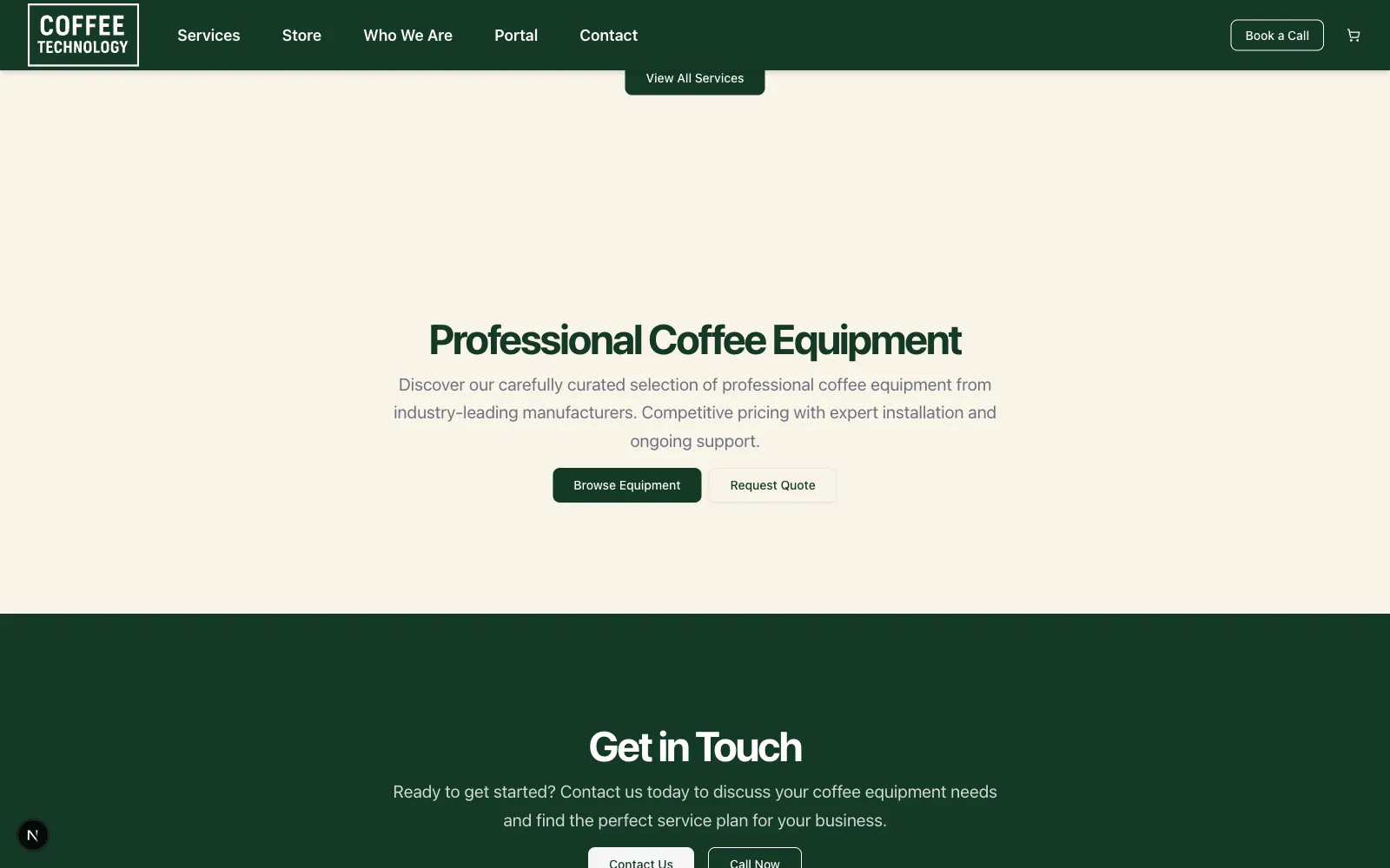 Coffee Technology equipment store section